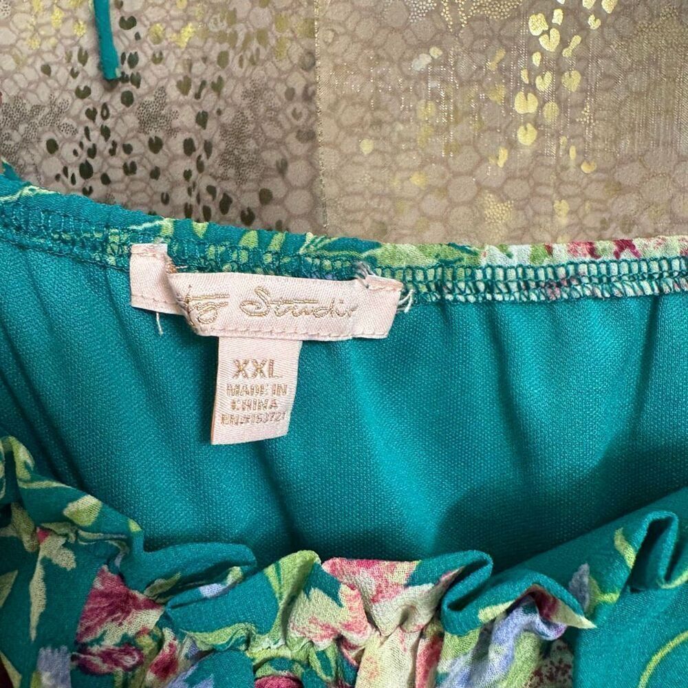 City Studio Teal Green Floral Printed Juniors Babydoll Mini Dress XXL NWT - Picture 3 of 10